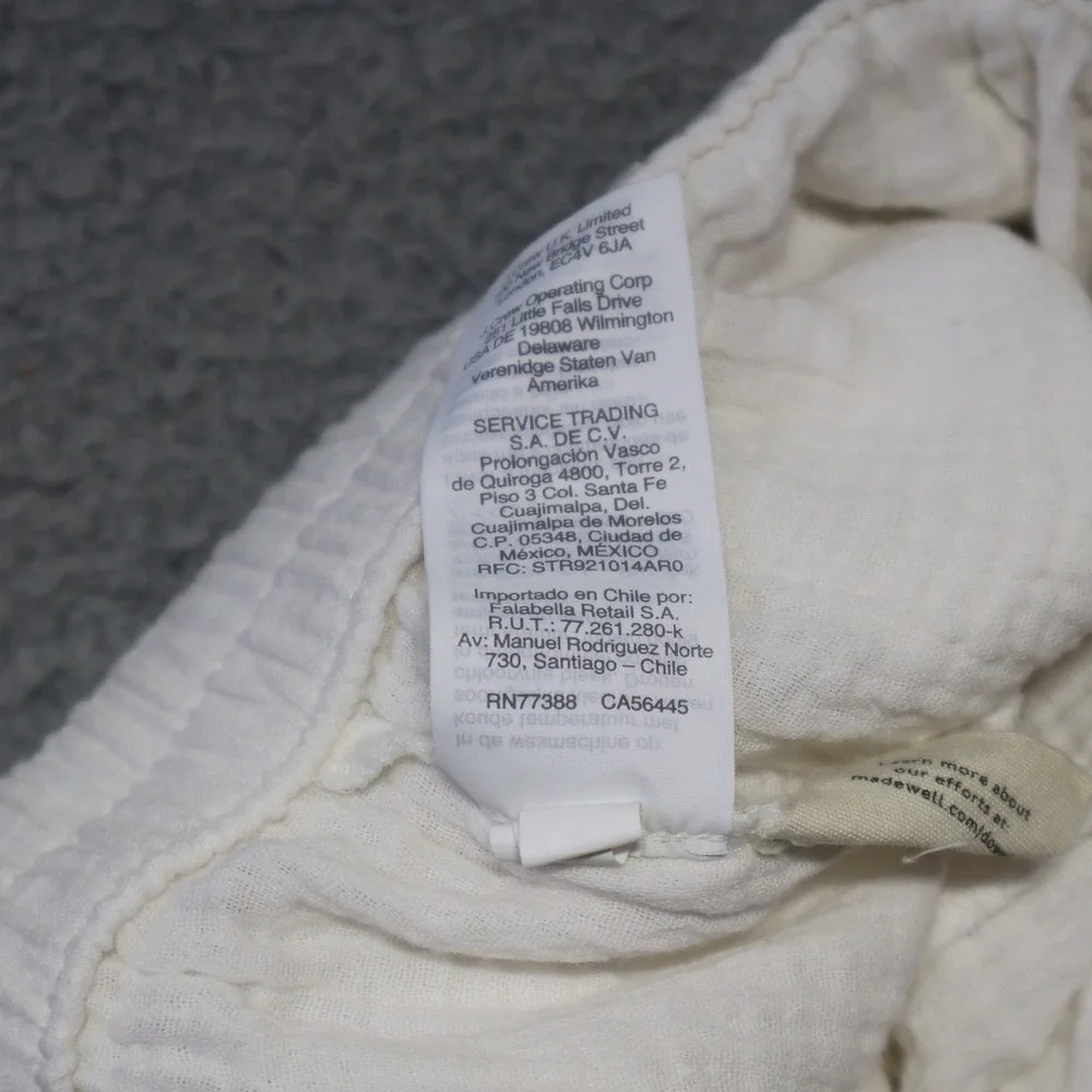 Madewell White Cotton Double Gauze Pull On Tassel Drawstring Pants Mens Medium
